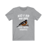 Just A Boy Who Loves Grosbeaks Bird Shirt, Grosbeak Lover Shirt, Birding Shirt, Bird Lover Gift, Animal Adult Kids T-Shirt Image 1