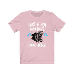Just A Boy Who Loves Panthers Shirt - panther print design
