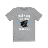 Just A Boy Who Loves Panthers Shirt, Panther Lover Shirt, Panther Shirt, Panther Lover Gift, Animal Adult Kids T-Shirt Image 1