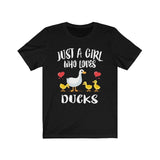 Just A Girl Who Loves Ducks Shirt, Duck Shirt, Duck Lover Gift, Bird Lover Shirt, Animal Lover Adult Toddler Infant Kids Gift T-Shirt Image 1
