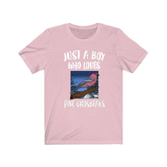 Boy Who Loves Pine Grosbeaks Birds Shirt - Pine Grosbeak print design