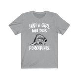Just A Girl Who Loves Porcupines Shirt, Porcupine Lover Shirt, Porcupine Gift, Animal Lover Shirt, Adult Toddler Infant Kids Gift T-Shirt Image 4