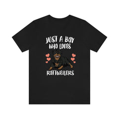 Just A Boy Who Loves Rottweilers Dogs Shirt - Rottweiler print design