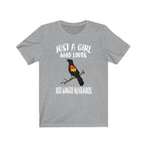 Just A Girl Who Loves Red-winged Blackbirds Shirt, Bird Lover Shirt, Birding Gift, Animal Lover Shirt, Adult Toddler Infant Kids T-Shirt Image 1