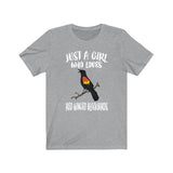 Just A Girl Who Loves Red-winged Blackbirds Shirt, Bird Lover Shirt, Birding Gift, Animal Lover Shirt, Adult Toddler Infant Kids T-Shirt Image 1