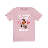 Just A Girl Who Loves Robins Birds Shirt, Robin Lover Shirt, Birding Shirt, Animal Lover Shirt, Adult Toddler Infant Kids Gift T-Shirt Image 2