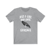 Just A Girl Who Loves Starlings Birds Shirt, Starling Lover Shirt, Birding Gift, Animal Lover Shirt, Adult Toddler Infant Kids Gift T-Shirt Image 1