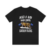 Just A Boy Who Loves Siberian Tigers Shirt, Tiger Lover Shirt, Tiger Shirt, Tiger Lover Gift, Animal Adult Kids T-Shirt Image 1