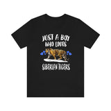 Just A Boy Who Loves Siberian Tigers Shirt, Tiger Lover Shirt, Tiger Shirt, Tiger Lover Gift, Animal Adult Kids T-Shirt Image 1