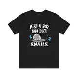 Just A Boy Who Loves Snails Shirt, Snail Lover Shirt, Snail Shirt, Snail Lover Gift, Animal Adult Kids T-Shirt Image 3