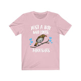 Just A Boy Who Loves Thrushes Shirt, Thrush Lover Shirt, Birding Shirt, Bird Lover Gift, Animal Adult Kids T-Shirt Image 3