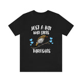 Just A Boy Who Loves Thrushes Shirt, Thrush Lover Shirt, Birding Shirt, Bird Lover Gift, Animal Adult Kids T-Shirt Image 1