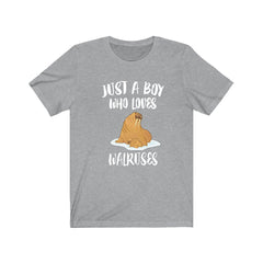 Just a boy who loves walruses tusked Arctic pinniped marine mammal tee