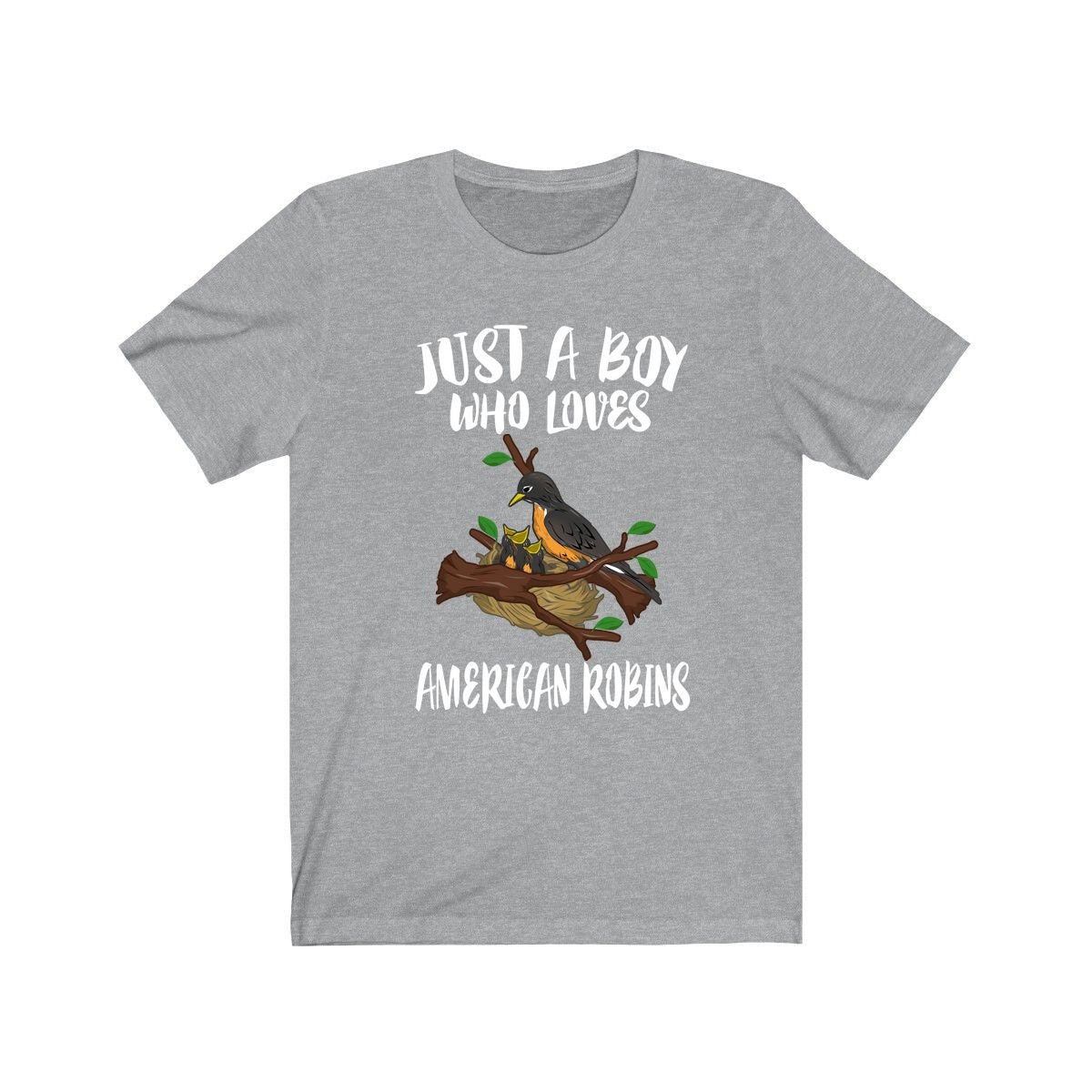 Just A Boy Who Loves American Robins Shirt, Robin Lover Shirt, Birding Shirt, Robin Bird Lover Gift, Animal Adult Kids T-Shirt Image 1