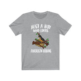 Just A Boy Who Loves American Robins Shirt, Robin Lover Shirt, Birding Shirt, Robin Bird Lover Gift, Animal Adult Kids T-Shirt Image 1