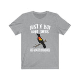 Just A Boy Who Loves Red-winged Blackbirds Shirt, Blackbird Lover Shirt, Birding Shirt, Bird Lover Gift, Animal Adult Kids T-Shirt Image 1