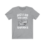 Just A Boy Who Loves Sharks Shirt, Shark Lover Shirt, Shark Shirt, Shark Lover Gift, Animal Adult Kids T-Shirt Image 2