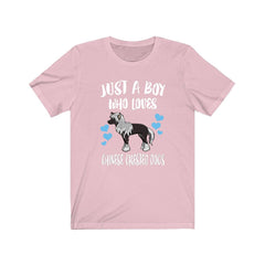 Just A Boy Who Loves Chinese Crested Dogs Shirt - Chinese Crested print design