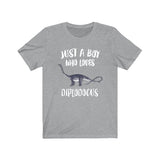 Just A Boy Who Loves Diplodocus Dinosaur Shirt, Diplodocus Lover Shirt, Dinosaur Shirt, Dinosaur Lover Gift, Animal Adult Kids T-Shirt Image 2