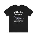 Just A Boy Who Loves Diplodocus Dinosaur Shirt, Diplodocus Lover Shirt, Dinosaur Shirt, Dinosaur Lover Gift, Animal Adult Kids T-Shirt Image 1