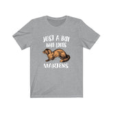 Just A Boy Who Loves Martens Shirt, Marten Lover Shirt, Marten Shirt, Marten Lover Gift, Animal Adult Kids T-Shirt Image 1