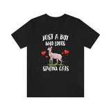 Just A Boy Who Loves Sphynx Cats Shirt, Sphynx Cat Lover Shirt, Sphynx Cat Shirt, Cat Lover Gift, Animal Adult Kids T-Shirt Image 1