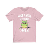Just A Girl Who Loves Owls Birds Shirt, Owl Lover Shirt, Owl Lover Gift, Birding Tee, Animal Adult Toddler Kids T-Shirt Image 4