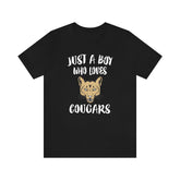 Just A Boy Who Loves Cougars Shirt, Cougar Lover Shirt, Cougar Shirt, Mountain Lion Lover Gift, Animal Adult Kids T-Shirt Image 1