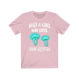 Just A Girl Who Loves Moon Jellyfish Shirt, Jellyfish Lover Shirt, Moon Jellyfish Lover Gift, Jellyfish Tee, Animal Adult Kids T-Shirt Image 2