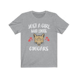 Just A Girl Who Loves Cougars Shirt, Cougar Lover Shirt, Mountain Lion Lover Gift, Lion Shirt, Animal Adult Toddler Kids T-Shirt Image 2