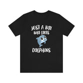 Just A Boy Who Loves Dolphins Shirt, Dolphin Lover Shirt, Dolphin Shirt, Dolphin Lover Gift, Animal Adult Kids T-Shirt Image 1