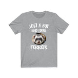Just A Boy Who Loves Ferrets Shirt, Ferret Lover Shirt, Ferret Shirt, Ferret Lover Gift, Animal Adult Kids T-Shirt Image 2
