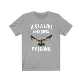Just A Girl Who Loves Falcons Birds Shirt, Falcon Lover Shirt, Falcon Lover Gift, Falcon Shirt, Birding Shirt, Animal Adult Kids T-Shirt Image 1
