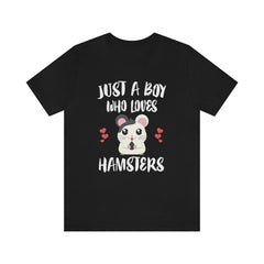 Just a boy who loves hamsters cheeky pocket pet rodent lover tee