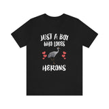 Just A Boy Who Loves Herons Birds Shirt, Heron Lover Shirt, Birding Shirt, Heron Lover Gift, Animal Adult Kids T-Shirt Image 2