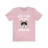 Just A Boy Who Loves Huskies Dogs Shirt, Husky Lover Shirt, Dog Shirt, Husky Lover Gift, Animal Adult Kids T-Shirt Image 4