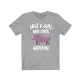 Just A Girl Who Loves Hippos Shirt, Hippo Lover Shirt, Hippo Lover Gift, Hippo Shirt, Hippo Tee, Animal Adult Kids T-Shirt Image 2