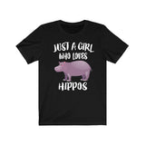 Just A Girl Who Loves Hippos Shirt, Hippo Lover Shirt, Hippo Lover Gift, Hippo Shirt, Hippo Tee, Animal Adult Kids T-Shirt Image 1