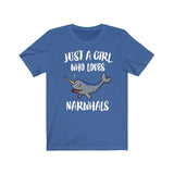 Just A Girl Who Loves Narwhals Whales Shirt, Narwhal Lover Shirt, Narwhal Lover Gift, Whale Shirt, Narwhal Tee, Animal Adult Kids Image 3