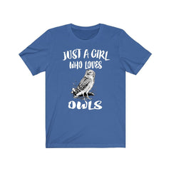 Just a girl who loves owls nocturnal raptor bird of prey tee