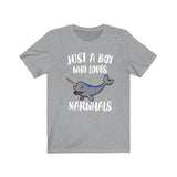 Just A Boy Who Loves Narwhals Whale Shirt, Narwhal Whale Lover Shirt, Whale Shirt, Whale Lover Gift, Animal Adult Kids T-Shirt Image 3