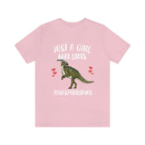 Just A Girl Who Loves Parasaurolophus Shirt, Parasaurolophus Lover Shirt, Dinosaur Lover Gift, Hadrosaurid Animal Adult Toddler Kids T-Shirt Image 4