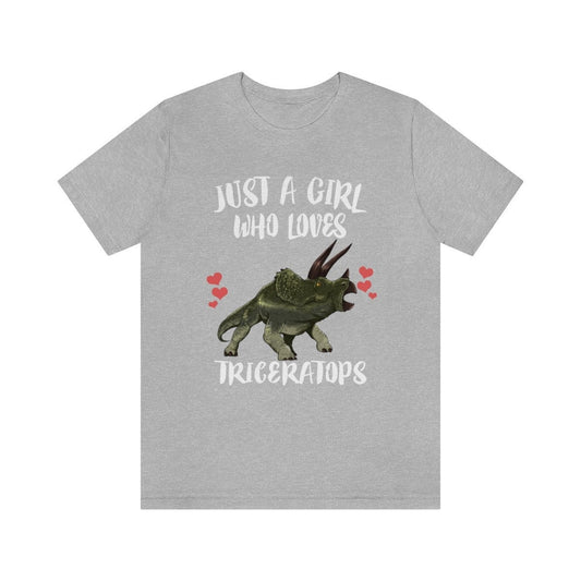 Just a girl who loves triceratops three-horned Cretaceous dinosaur tee