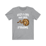 Just A Girl Who Loves Pythons Snakes Shirt, Python Lover Shirt, Snake Lover Gift, Python Shirt, Python Tee, Animal Adult Kids Image 2