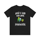 Just A Boy Who Loves Parakeets Shirt, Budgie Lover Shirt, Budgie Shirt, Budgie Gift, Animal Adult Kids T-Shirt Image 1