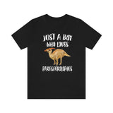 Just A Boy Who Loves Parasaurolophus Dinosaur Shirt, Parasaurolophus Lover Shirt, Dinosaur Shirt, Hadrosaurid Lover, Animal Adult Kids Shirt Image 1