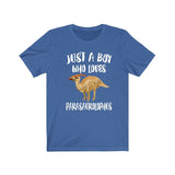 Just A Boy Who Loves Parasaurolophus Dinosaur Shirt, Parasaurolophus Lover Shirt, Dinosaur Shirt, Hadrosaurid Lover, Animal Adult Kids Shirt Image 2