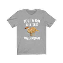 Just a boy who loves parasaurolophus crested hadrosaur dinosaur tee