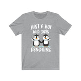 Just A Boy Who Loves Penguins Shirt, Penguin Lover Shirt, Birding Shirt, Penguin Lover, Animal Adult Kids Shirt Image 1