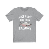 Just A Boy Who Loves Salmons Fish Shirt, Salmon Lover Shirt, Salmon Shirt, Salmon Lover Gift, Animal Shirt Image 3
